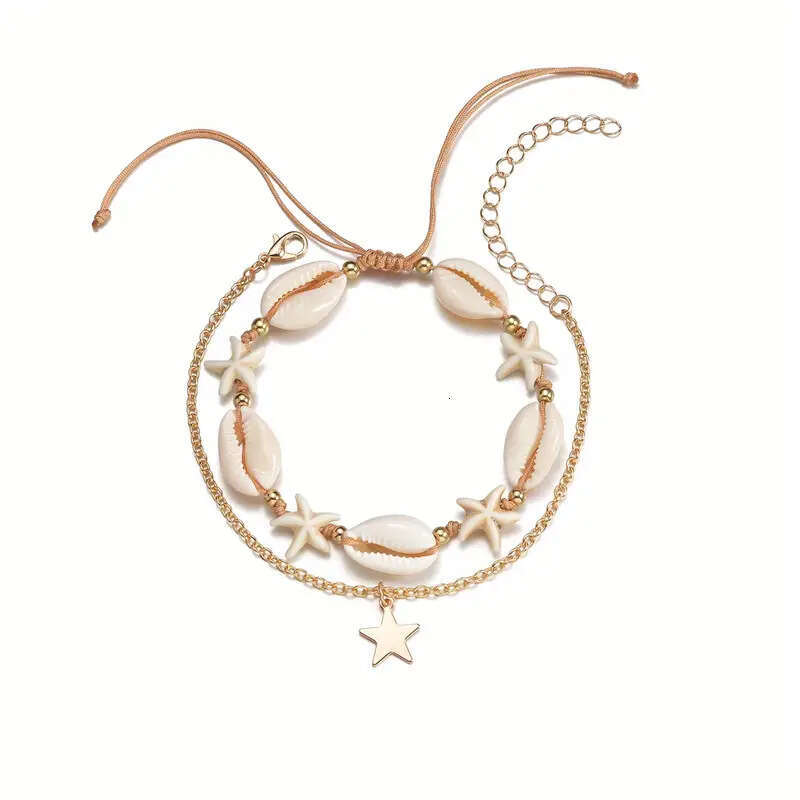 New Fashion Shell Starfish Anklet Fresh Natural Sweet Five-Pointed Star Pendant Ankle Chain Women's Jewelry