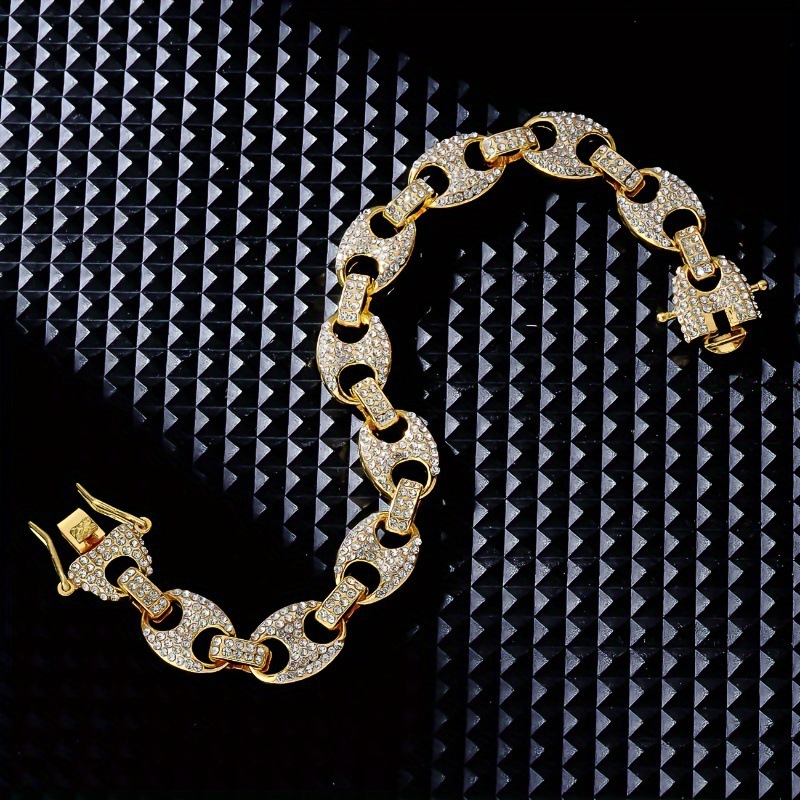 Luxury Brand Designer Jewelry E-Commerce Hot Selling European And American Fashion Hip-Hop Jewelry Coffee Bean Cuban Chain Full Diamond Personality Re