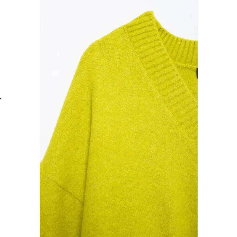 Cozy V-Neck Knit Solid Long Sleeve Sweaters Harajuku Vintage Pullovers Women's Autumn Sweater