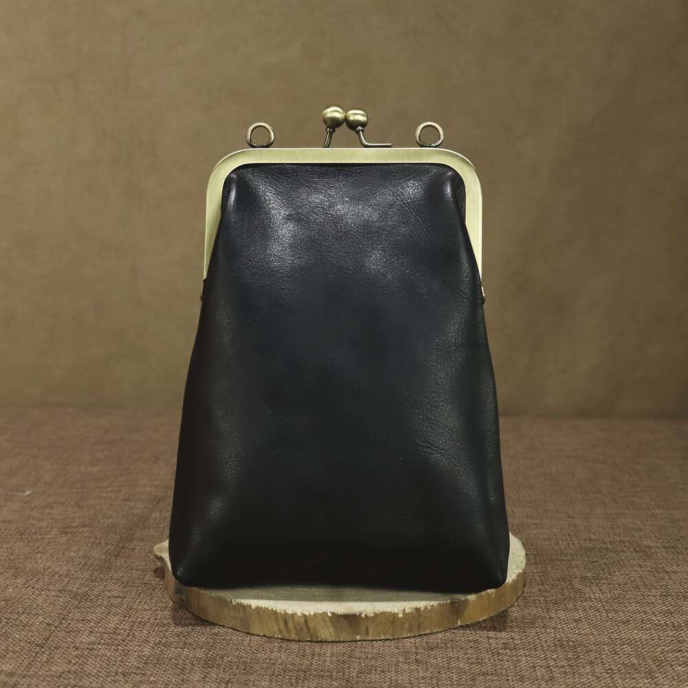 JINXIANGGUO Genuine Leather Handcrafted Purse Can Hold Iphone Coin Change Keys Card Fashionable New Multi Functional Kiss Single Shoulderdetachable Ad