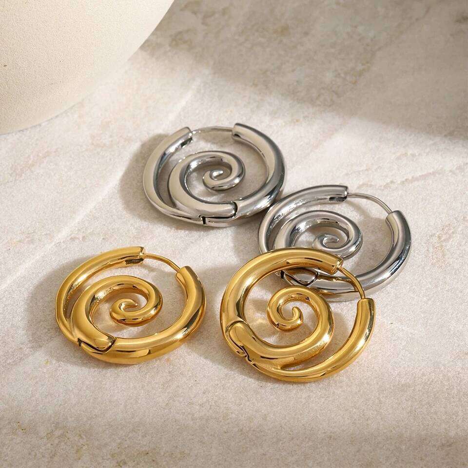 ZAKOL Personalized Mosquito Coil Shaped Stainless Steel Hoop Earring for Women Punk Spiral Circle Ear Accessories Jewelry Gift