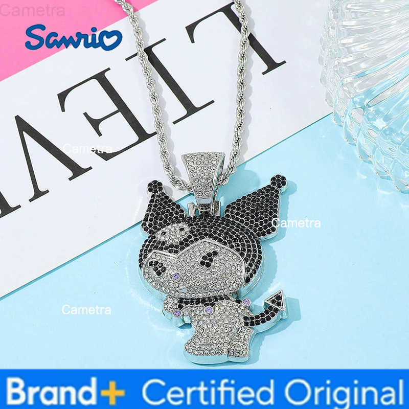 Sanrio Kuromi Rhinestone Necklace - Kawaii Anime Pendant Jewelry - Hip Hop Gothic Unisex Chain - Festival Cosplay Gift for Women H251229