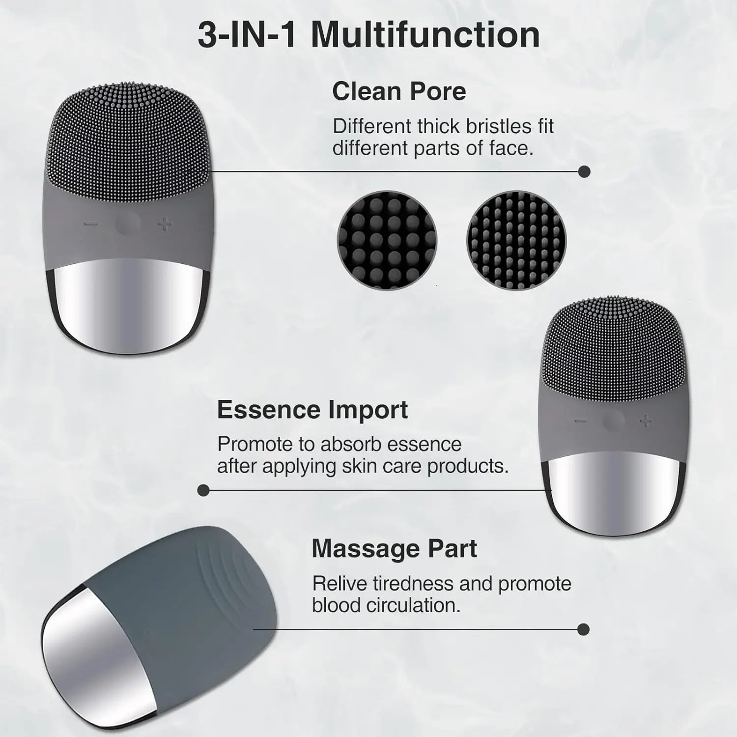 3 in 1 Electric Waterproof Silicone Facial Cleansing Brush Face Scrubber Massager for Cleanning Remove Blackhead Exfoliating 251222