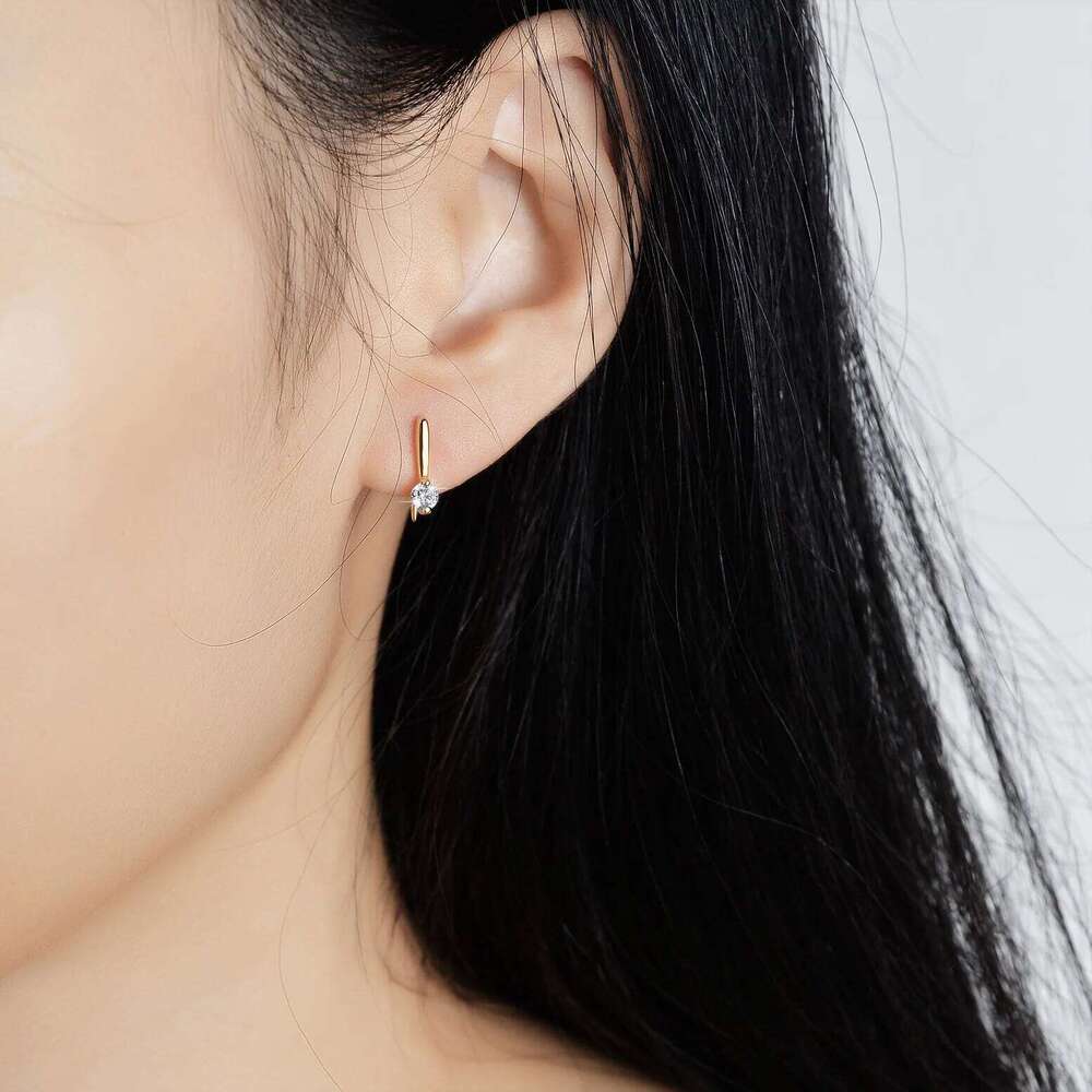 Moissanite Earrings Lab Diamond 925 Sterling Silver with White Champagne Gold Plated Studs Hoop Earring Wedding Jewelry b08