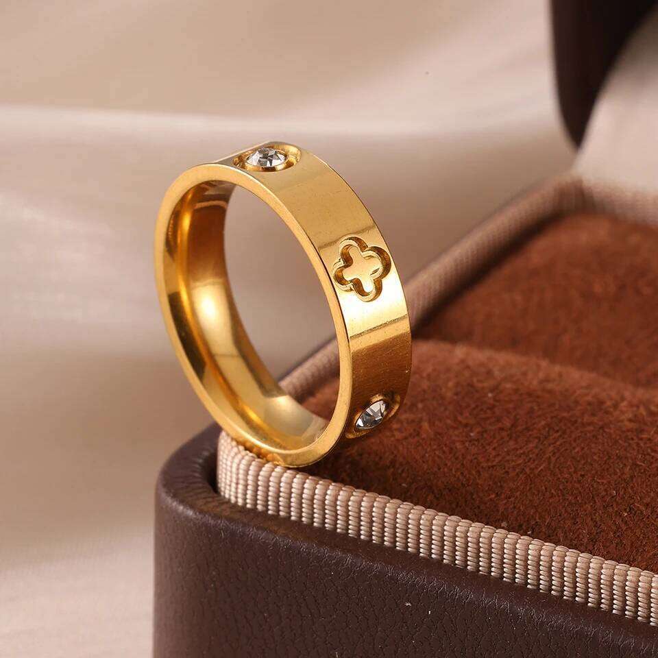 ZAKOL 3Pcs Stainless Steel Stackable Ring Set for Women Flowers Zircon Inlaid Round Bead Multi Layered Finger Rings Jewelry