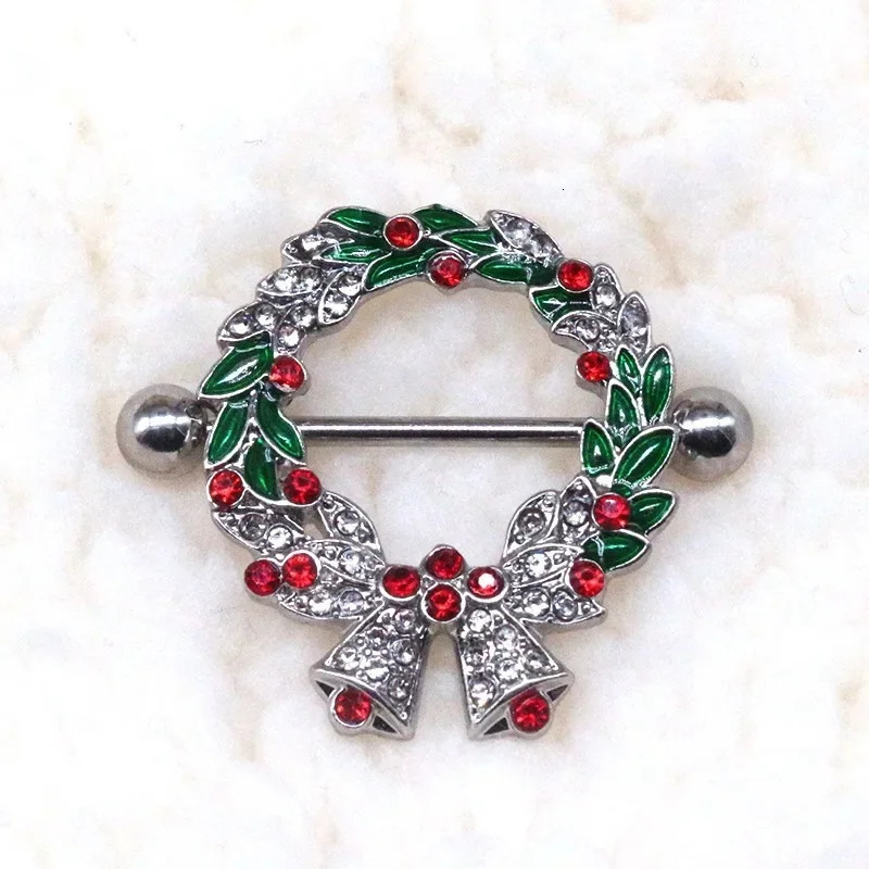 Christmas Nipple Rings for WOmen ing Tree Five Star Nipple Piercings Jewelry Breast Pin Snowflake Breast Ring Decoration 251224