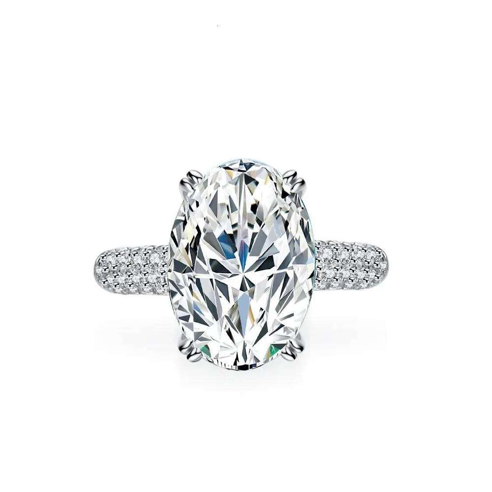 18K gold inlaid diamond women's irregular moissanite ring, 8-Ct egg shaped PT950 platinum luxury VVS1 clarity jewelry ring 00e