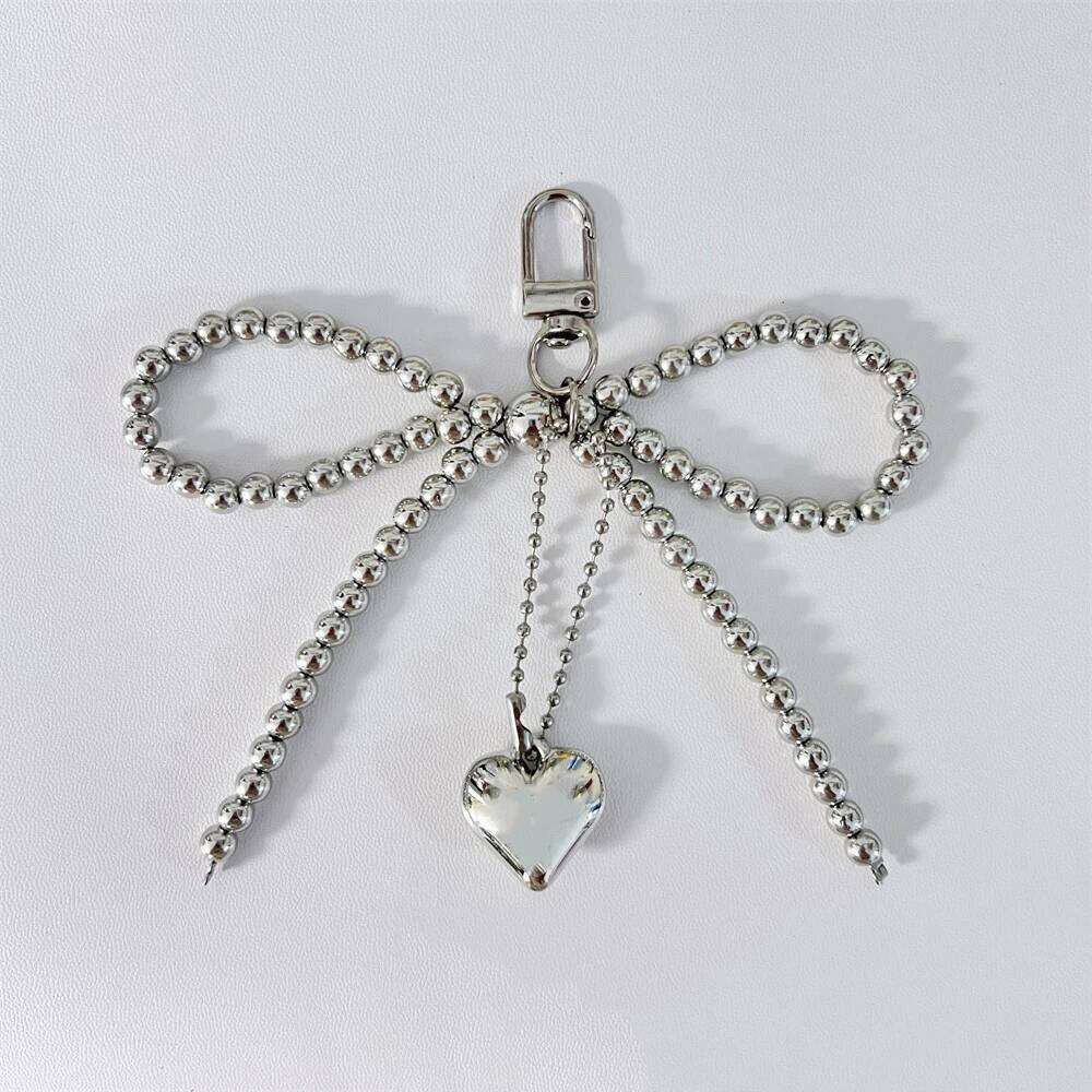 ZAKOL Delicate Beaded Key Chain White Pearl Bow Keychain Decoration For Bags Phones Korean Fashion Accessories