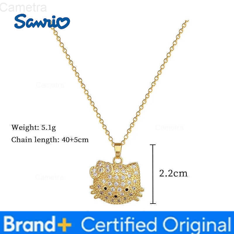 Sanrio Stainless Steel Chain Bling Shiny Zircon Hello Kitty Pendant Necklace for Women Teen Girls Cute Kitten Jewelry Gifts H251229