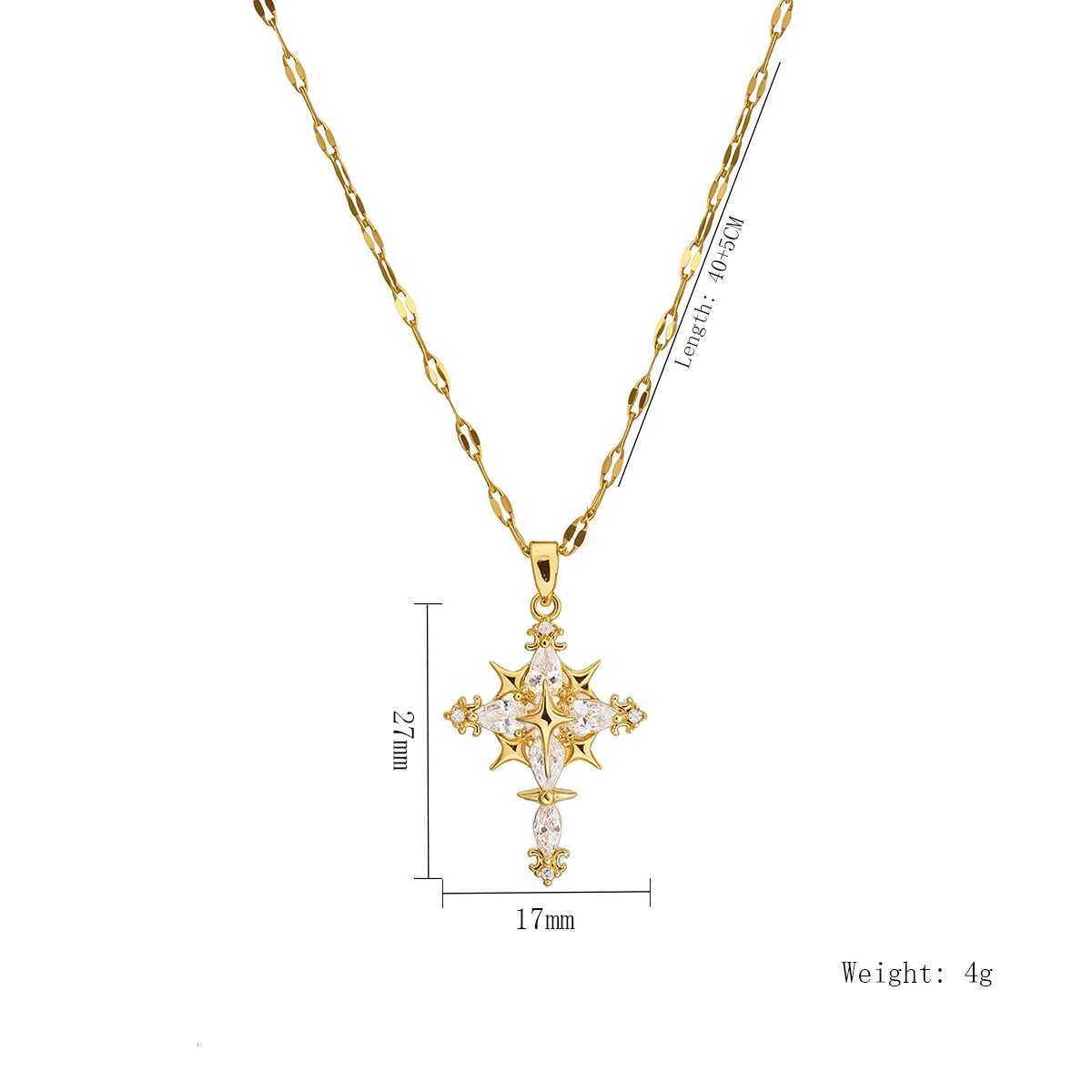 Womens Double-Layer Adjustable European And American Luxury Cross Necklace Pendant Stainless Steel High-End Jewelry Y251227
