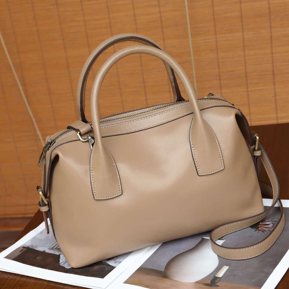 Luxury Shoulder Bags Totes Hobo Cross Border Autumn Winter New Boston Women S Top Layer Vegetable Tanned Cowhide Genuine Leather Vintage Handbag Cross