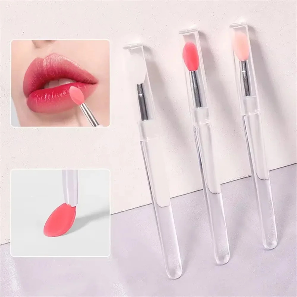 Q Soft Silicone Lip Brush With Dust Proof Cover Round Head Lipstick Applicator Cosmetic Tool Multiuse Eyeshadow 251215