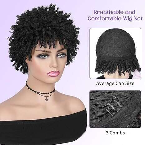 Women's Afro Dreadlocks Wig Black Tube Hair Small Curls Fluffy Natural Manufacturer In Stock Xiusiyuan