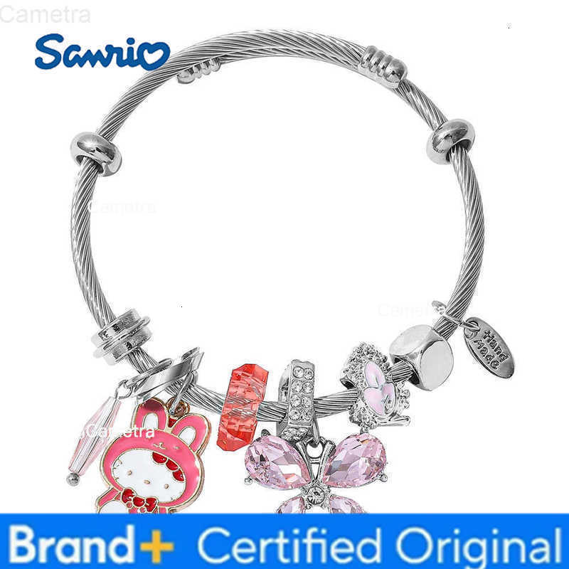 Sanrio Hello Kitty Bracelet Fashion Charm Cartoon KT Cat Bangle for Women Anniversary Date Jewelry Accessory Gift H251229