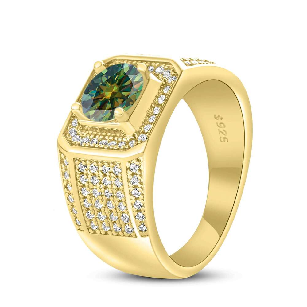 1CT 6.5mm Moissanite For Men Sterling Silver Platinum Plated Ring Lab Diamond Men's Rings Wedding Jewelry GRA Certificate 6fa