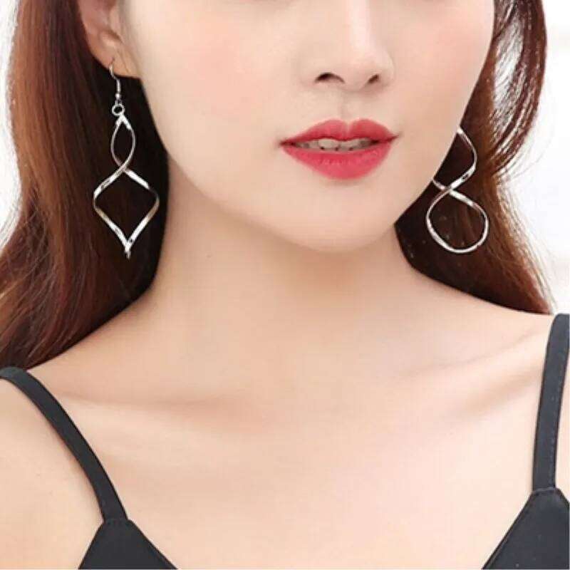 Fashion Simple Spiral Drop Earrings For Women Long Curved Wave Dangle Brincos Statement Wedding Party Jewelry C251227
