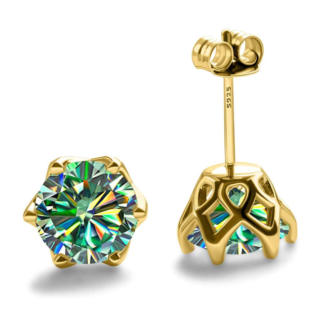 1-2 Carat D Color Moissanite Earrings For Women 100%925 Sterling Silver Ear Studs Fashionable and Brilliant a4e