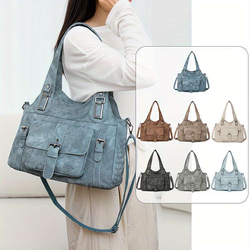 JINXIANGGUO Taole Women S Retro Tote Bag With Detachable Strap Golden Tone Hardware Zipper Closure Grey Beige Brown Black Vintage Handbag For Work Tra