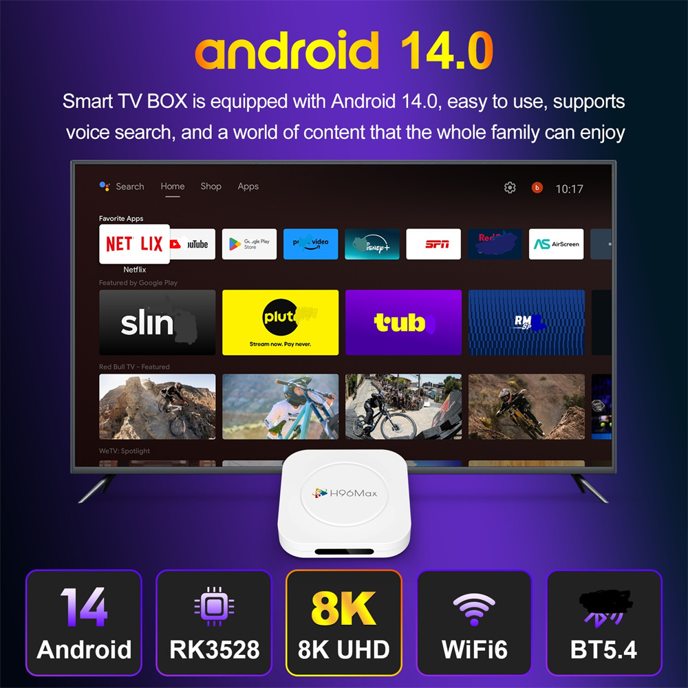 Ship From France H96 MAX M1 PLUS Rochip rk3528 Smart TV Box Android 14 Smart 4GB RAM 32GB ROM TV BOX