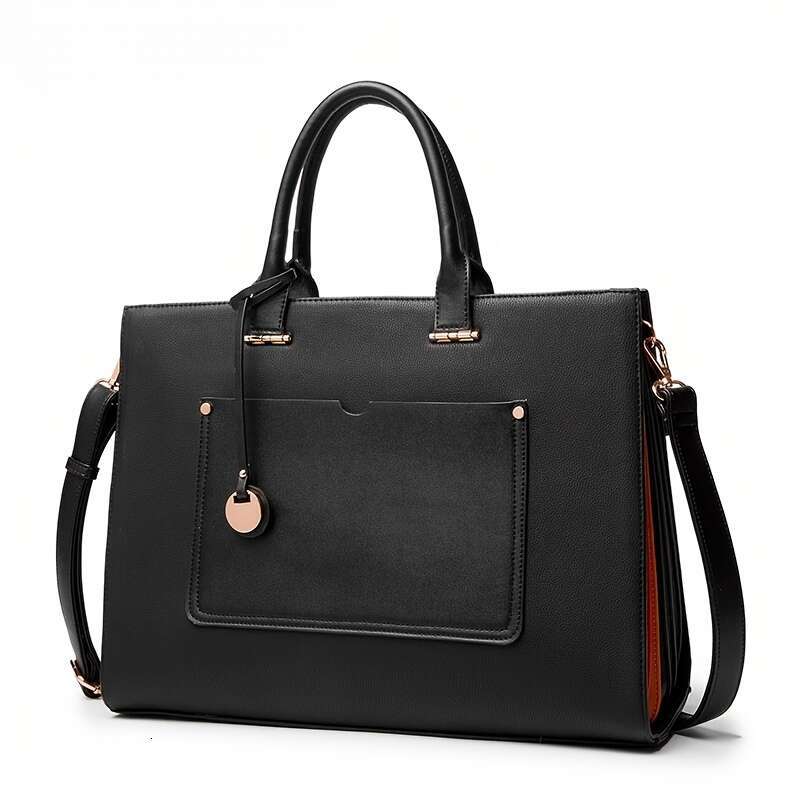 JINXIANGGUO Shoulder Bag Women S Laptop Bag Fashionable Computer Large Capacity Handbag Office Lady Professional Business Work Briefcase Inch Black