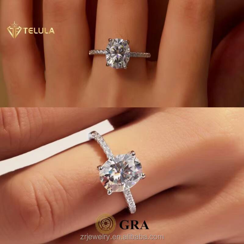 1ct 2ct 3ct Moissanite Diamond Ring Vvs 18K Gold Plated 925 Sterling Silver Women Engagement Oval Moissanite Ring