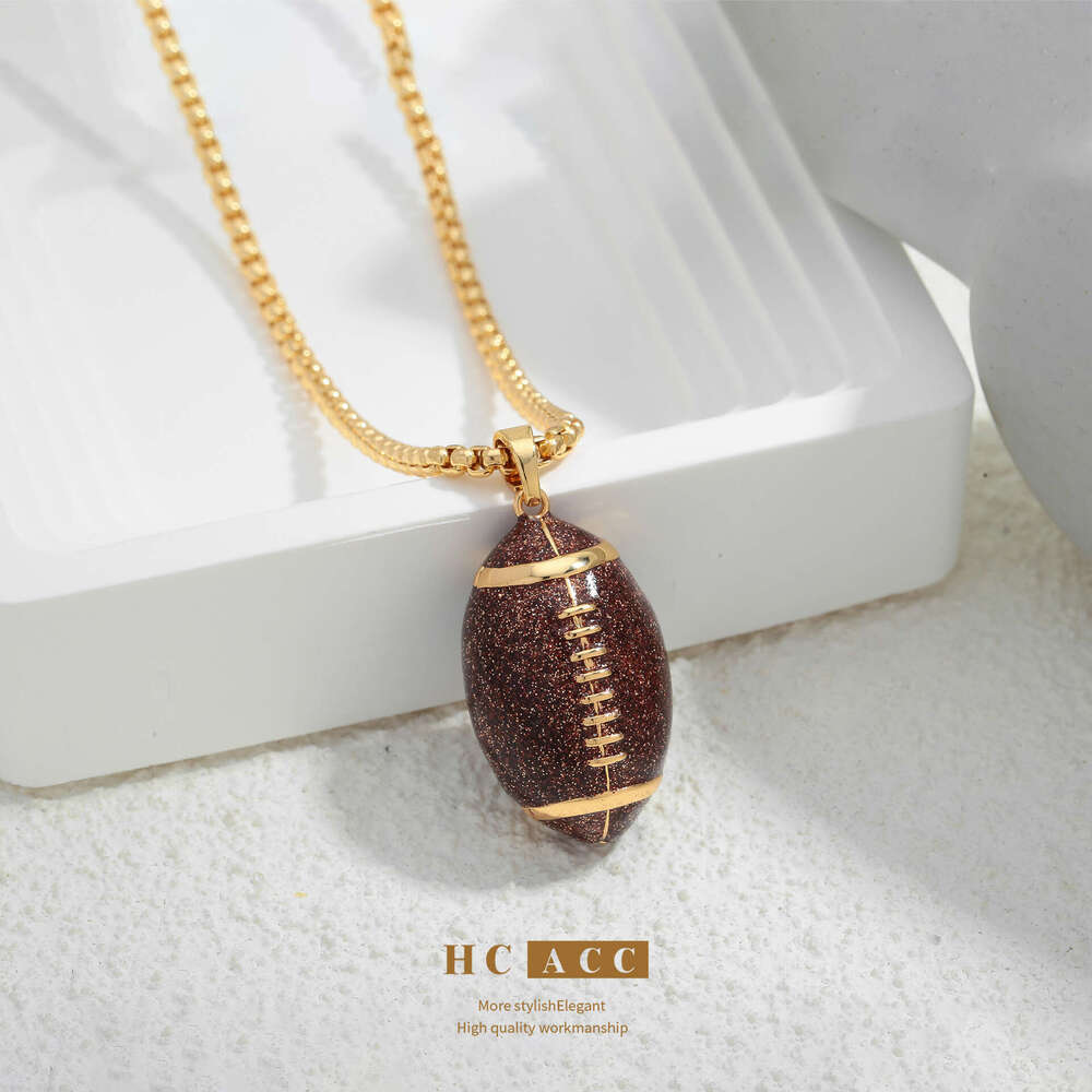 New Hip-Hop Jewelry from Europe America, Unique Exaggerated Football Pendant Necklace