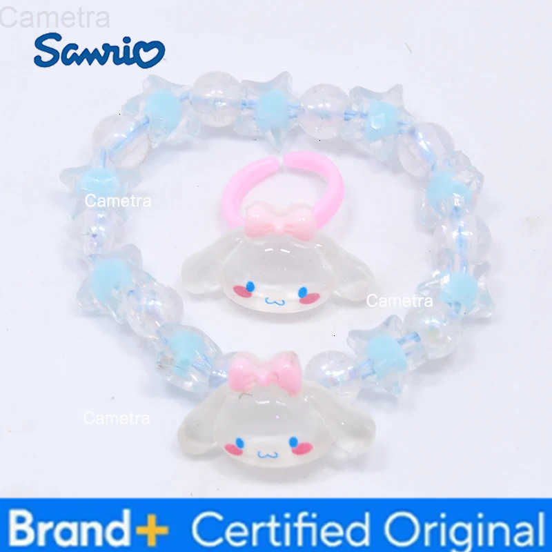Sanrio Crystal Bracelet Kuromi My Melody Cinnamoroll Cute Anime Cartoon Girls Ring Jewelry Set For Girl Birthday Party Gift H251229
