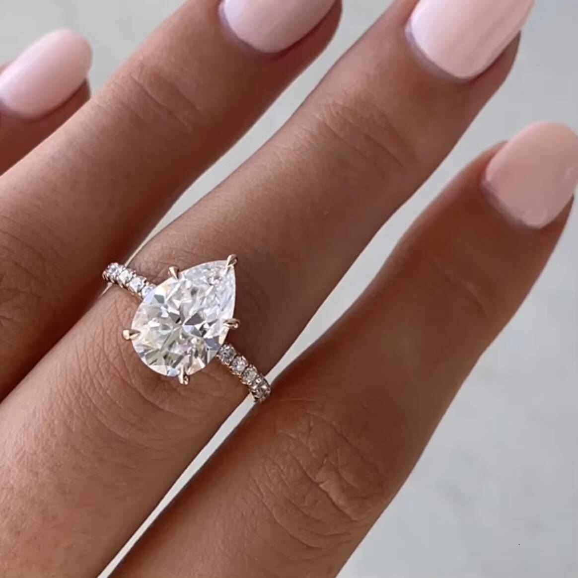 14K 2 CT VVS1 Lab Diamond Ring Pear Cut Engagement Wedding Jewelry IGI Certified Lab Grown Diamond Engagement Ring