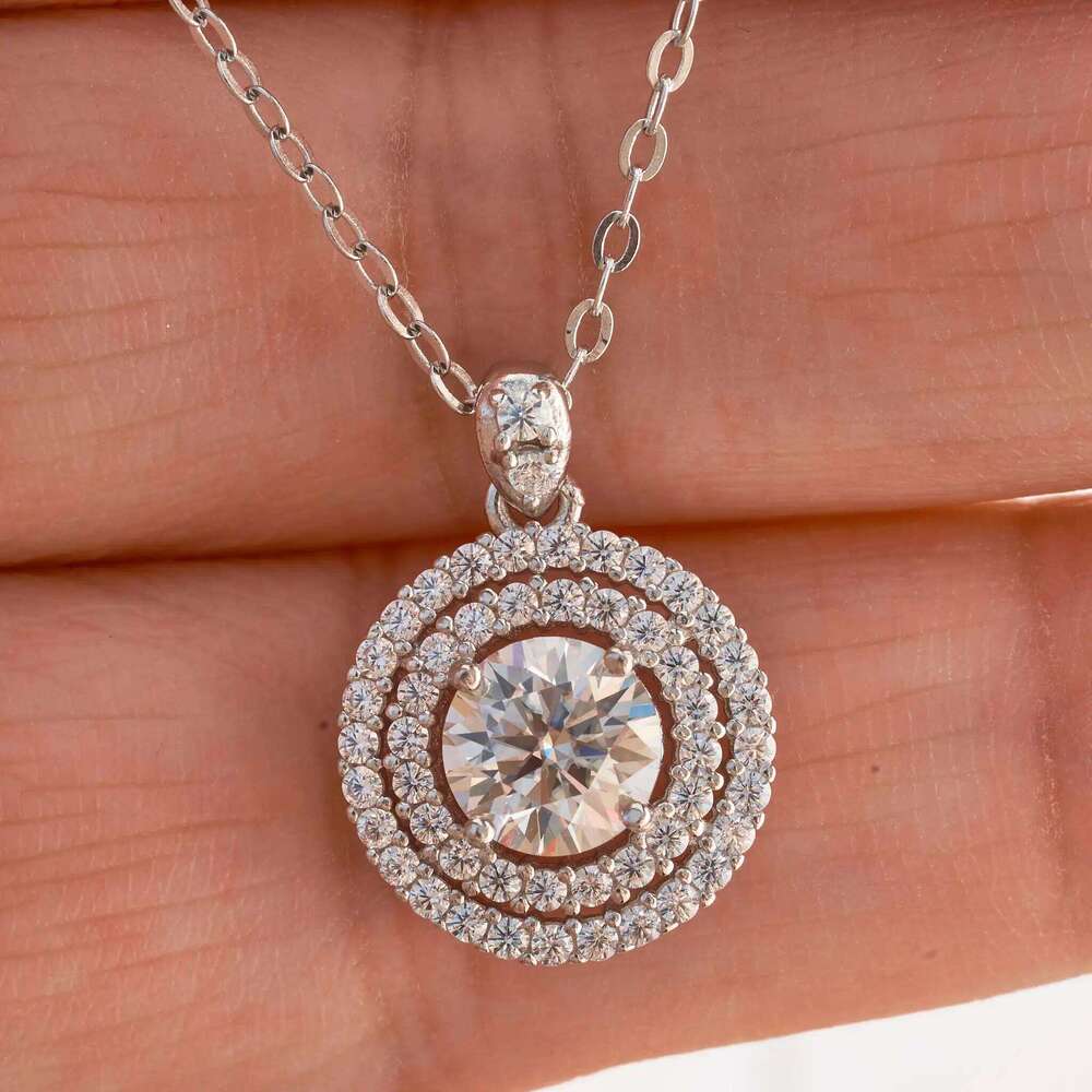 Moissanite lab Diamond Pendant Necklaces For Women 925 Sterling Silver Luxury Chain Trending Iced Bling Wedding Jewelry a52