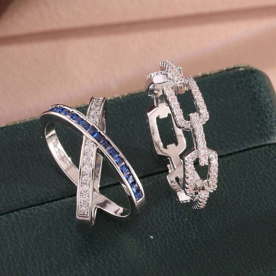 ZAKOL Classic Water Drop Cubic Zirconia Band for Women Clear Crystal Sliver Color Engagement Wedding Ring Set Jewelry