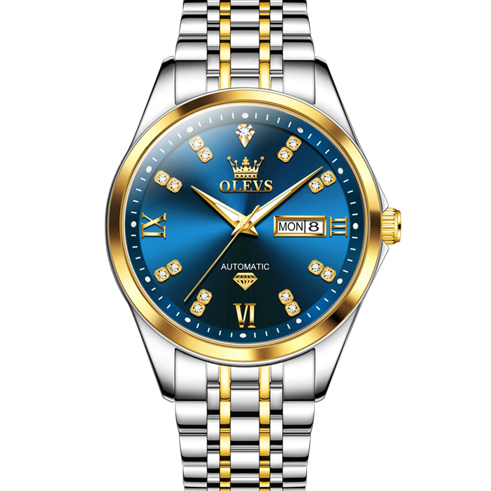 OLEVS Luxurious and elegant mechanical watch, fully automatic men's waterproof business dual calendar night light men's watch