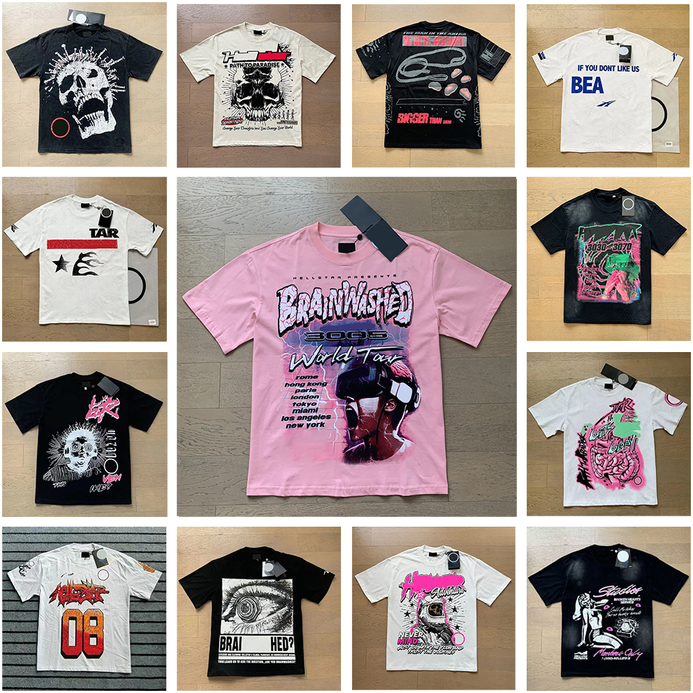 High quality designer graphic shirt Mens short sleeve designer with NFC new men's wash street loose round neck casua High Street Trendl hello t shirts