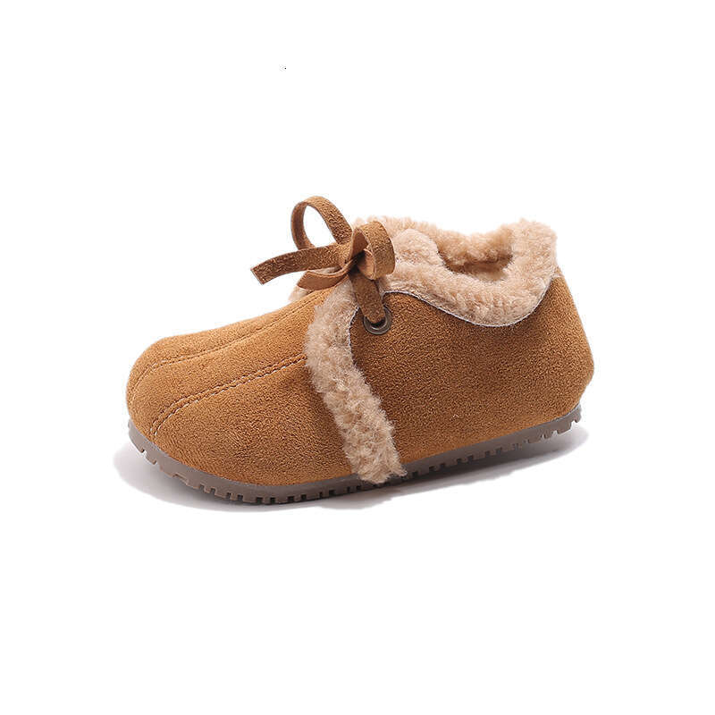 INS Children's Retro Cotton 2025 Winter New Korean Style Boys' Fleece-Lined Loafers Girls' Warm Fur Shoes