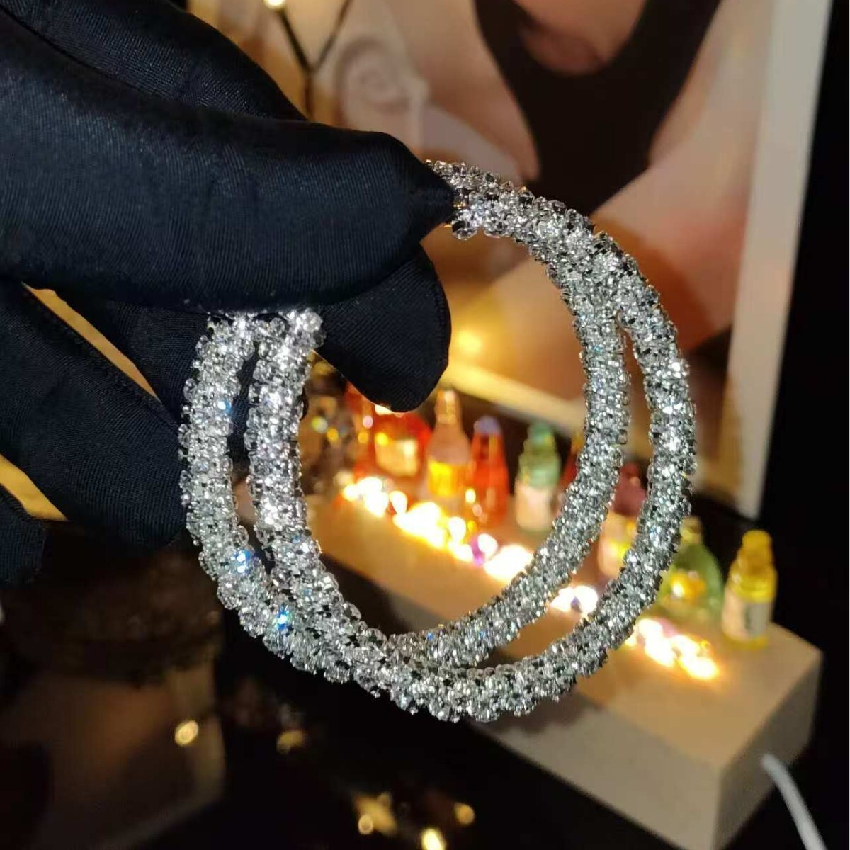 Luxury Brand Designer Jewelry Hot-Selling New Luxury Personality Exaggerated Hoop Earrings For Women Simple Fashion Diamond-Studded Large Hoop Earring