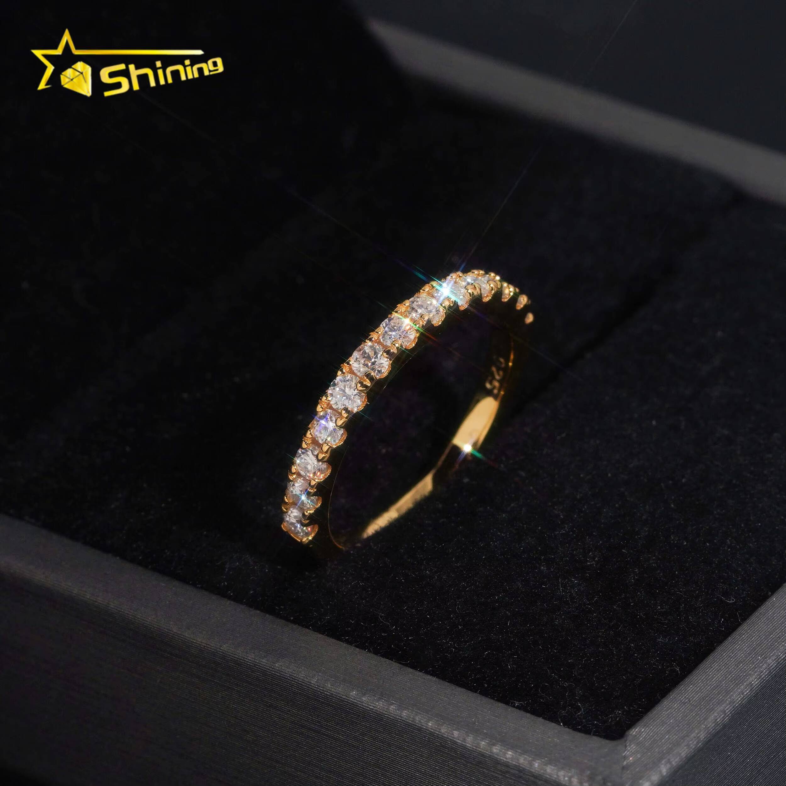 Pass Diamond Tester Gold Plated Half Eternity 22mm Wedding Silver Engagement Moissanite Rings for Women