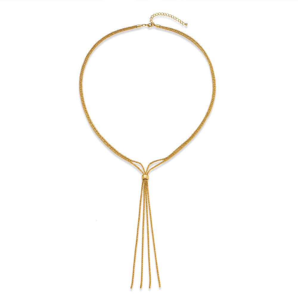 Cross-Border New Long Double-Layer gold Tassel Necklace Niche High-End Fashion Choker Design Sweater Chain Accessory