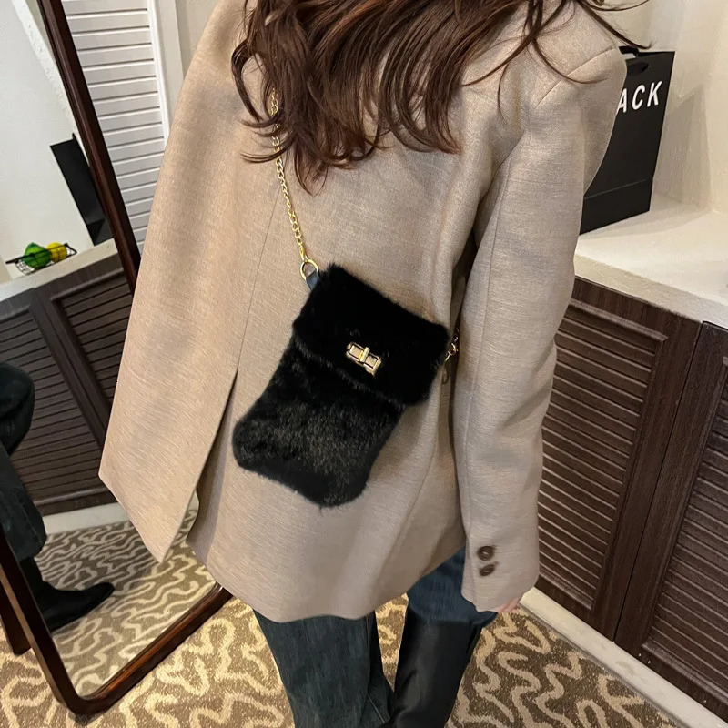 Real Mink Fur Bag Womens One Shoulder Crossbody Female Winter Plush Purses And Handbags Chain Messenger 251216