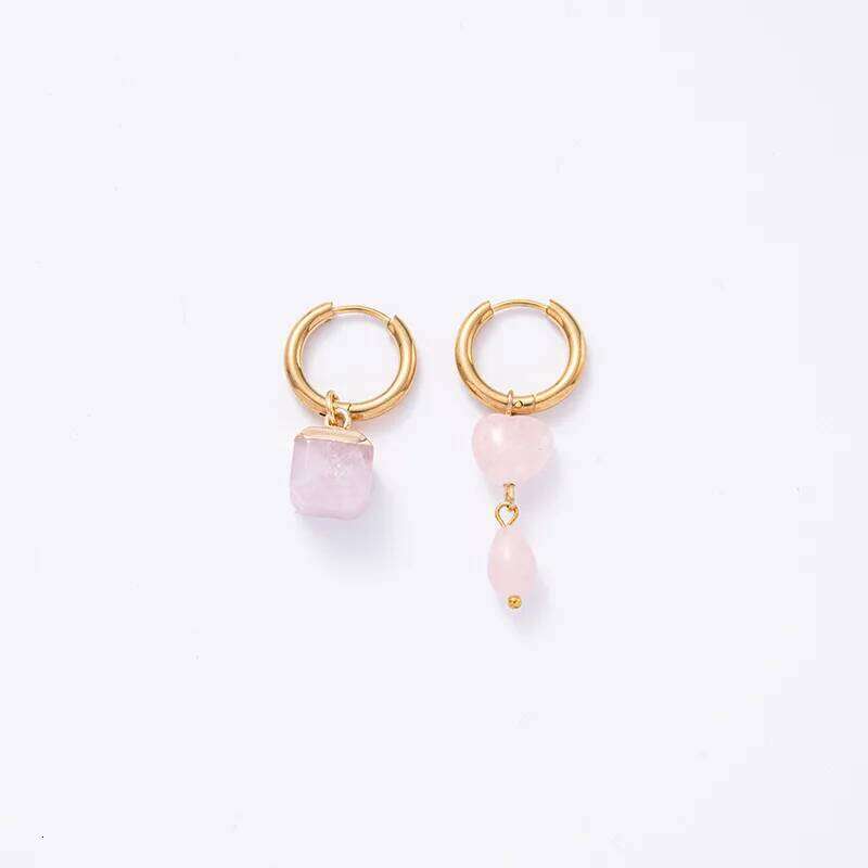 ZAKOL Vintage Natural Stone Agate Drop Simple Crystal Bead Asymmetric Earrings Bohemia Titanium Steel Jewelry for Women