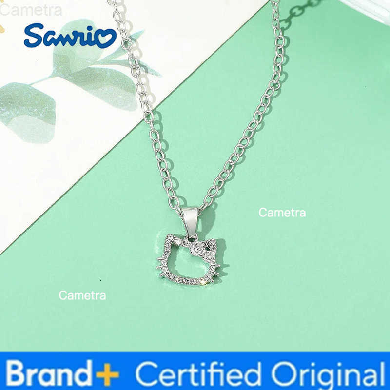 Sanrio Anime Hello Kitty Cartoon Necklace Cute Hollow Out Head Portrait KT Cat Neck Chain for Friend Birthday Accessories Gift H251229
