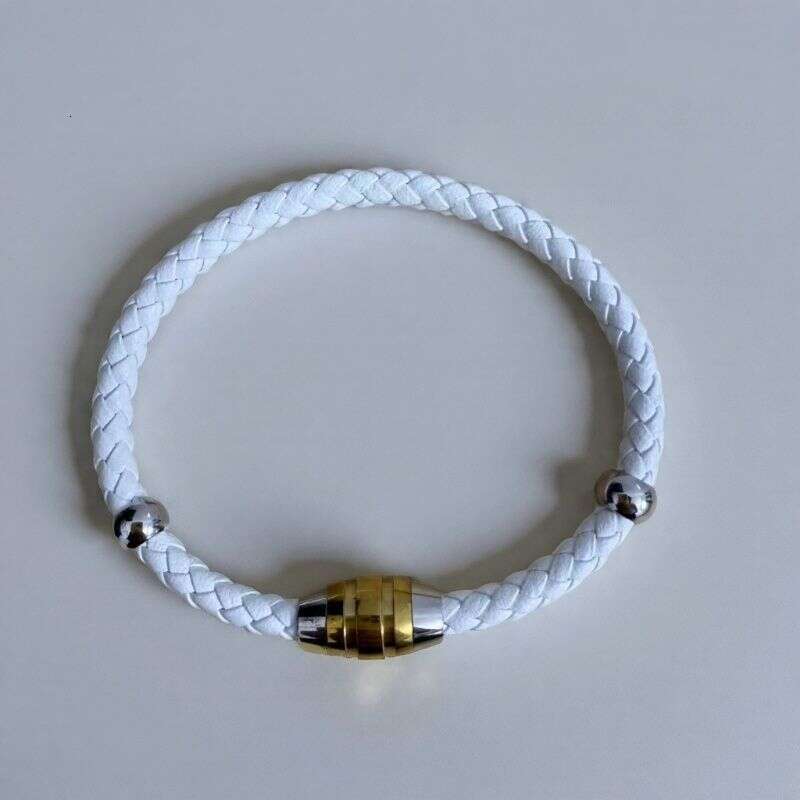 Cross-Border Stainless Steel Magnetic Round Braided Clasp Men's Personalized Bracelet Leather Cord