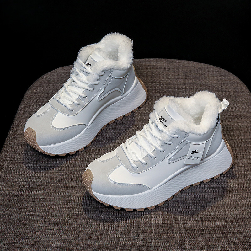 2025 Designer Fashion Women's High Top Thick Suede Warm Sports Cotton Shoes