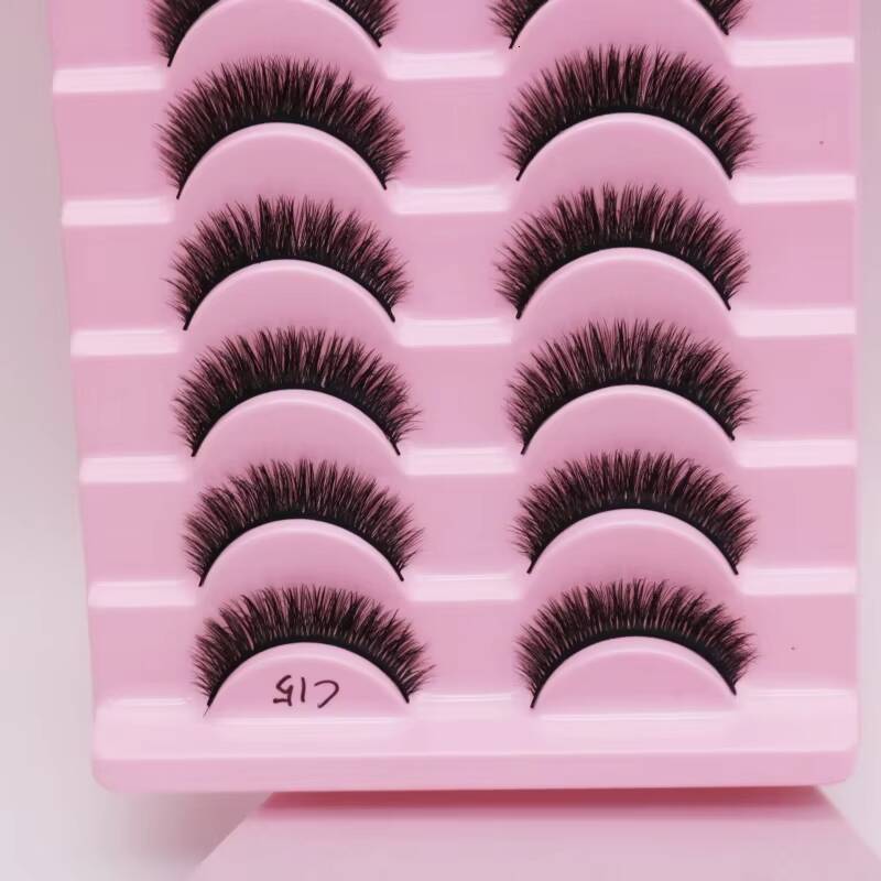 Wholesale Invisible Strip Eyelashes Faux Mink Lashes Natural and Fluffy 10 Pairs Synthetic Eyelashes