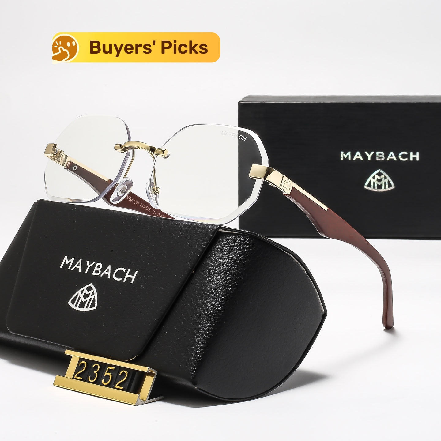 Maybach Clear Glasses Luxury Designer Mayback Eyewear Outdoor Driving Fashion Sunglasses with Box