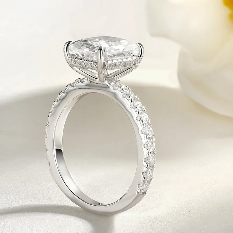 BXINY 4CT Emerald/Radiant Cut Full Rings S925 Silver for Women Rectangle Diamond Wedding Bands Gifts Jewelry With GRA 251225