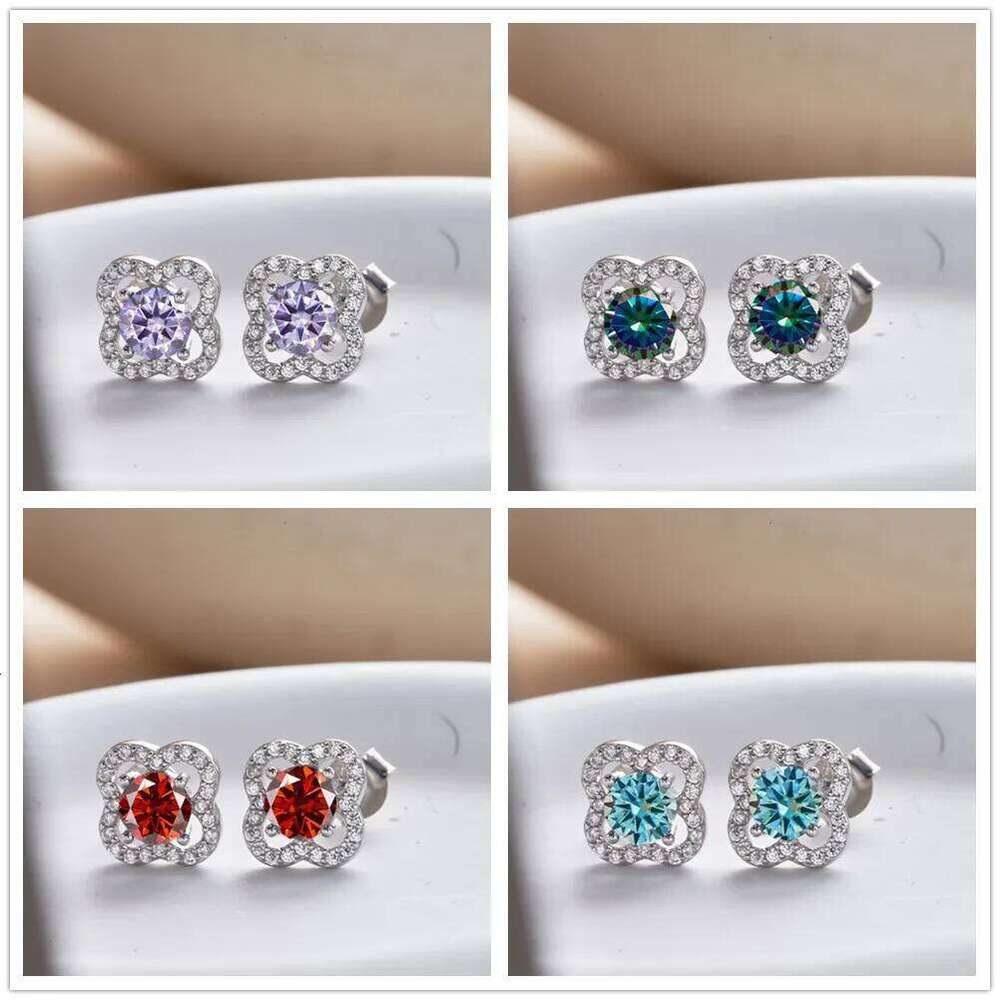 5mmx2pcs Moissanite Earrings Flower 925 Sterling Silver D Color Diamond Ear Stud for Women Wedding Anniversary Fine Jewelry 0c3