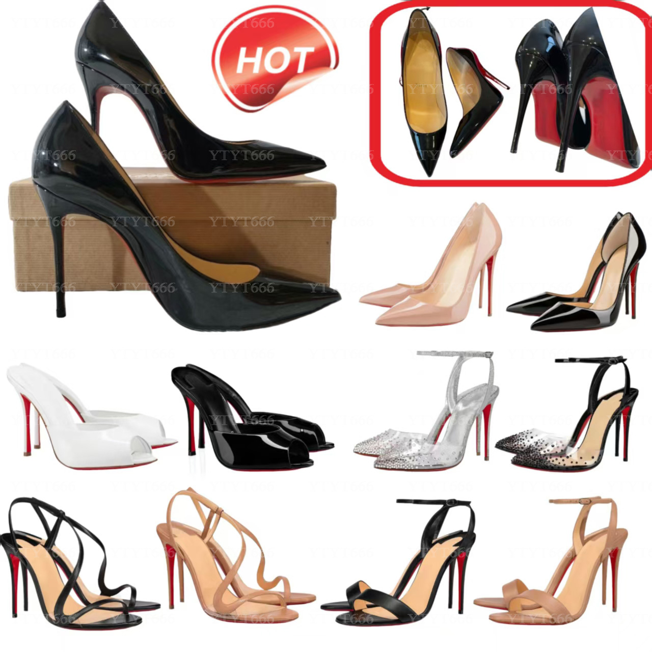 Designer Heel Red Sole Womens Shoes Wedge Luxury Pump Peep-toes Sexy Pointed Toe Platform Sandals Women's High Heels Red Shiny Shoe