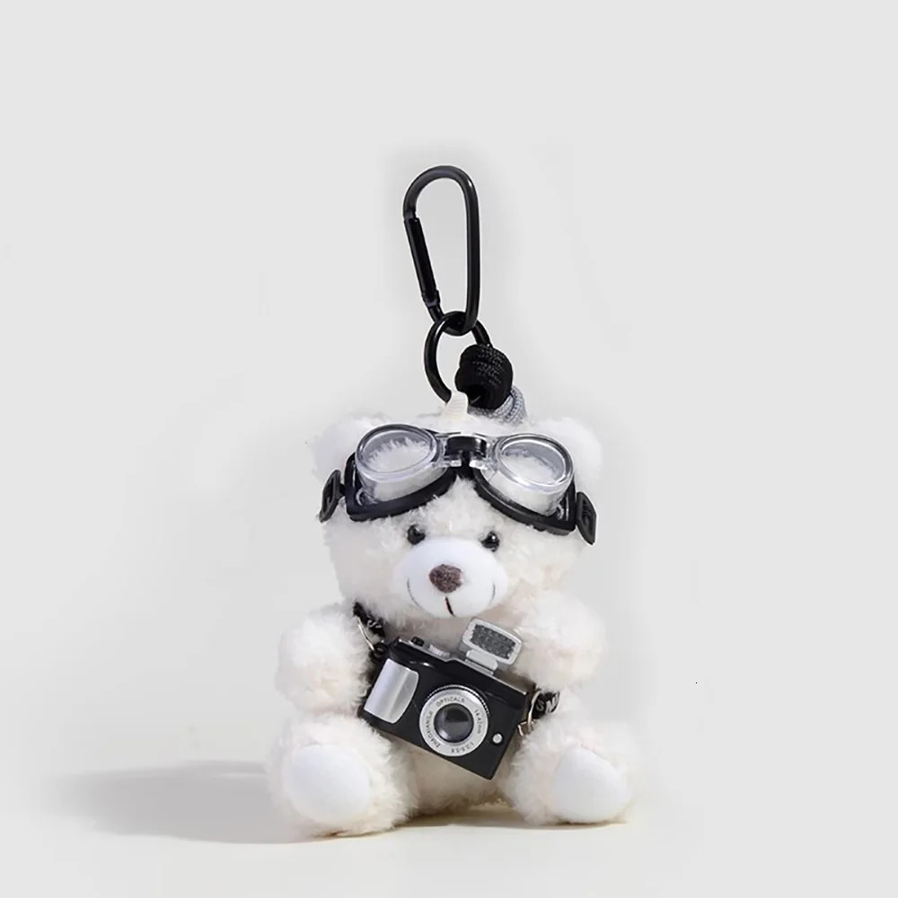 Cute Camera Model Little Bear Keychain Cartoon Plush Doll Bag Pendant Car Key Chain Accessories Gift A39 251219