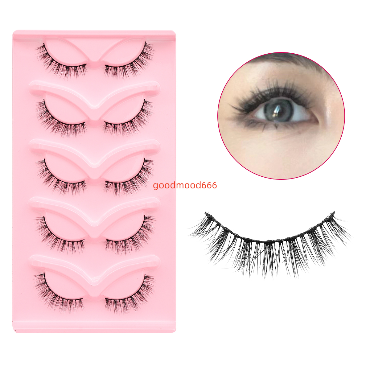 YEGZ-YJ-CD66 Natural Eyelashes Strip Eco-Friendly Vegan Domestic Chemical Fiber Curled Synthetic Hair 20mm Real Mink Full Strip