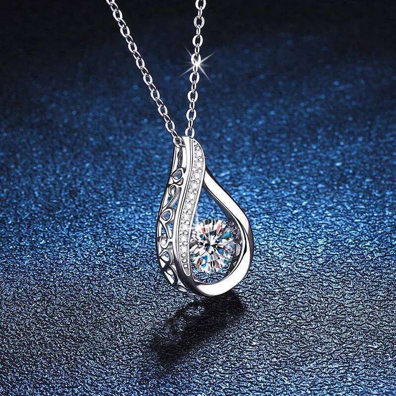 VVS1 D Color Moissanite Necklace For Women Fine Jewelry with GRA 925 Sterling Sliver Chain Plated 18k White Gold 0be