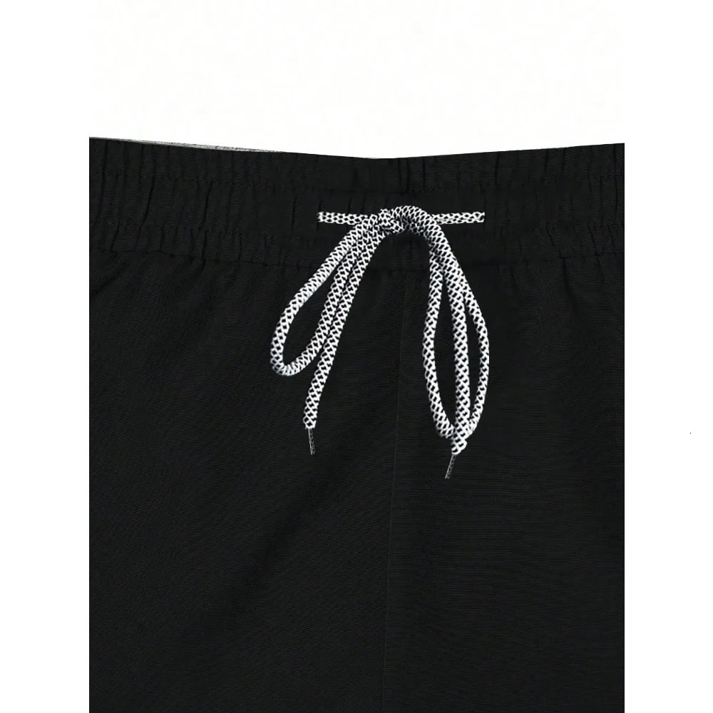 Mens Street Fashion Cross Print Knit Drawstring Shorts 2 in 1 Sports Shorts Great for Fitness Basketball Activities Drawstring 251223